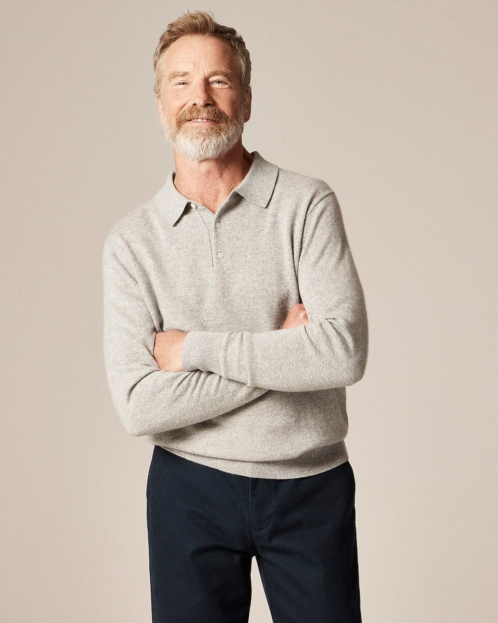 J. Crew Men's Cashmere Collared Sweater-Polo Heather Gray Size XL NWOT